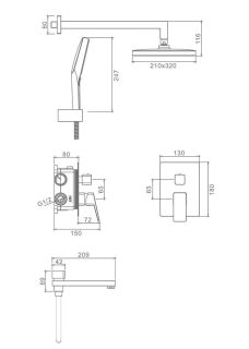 Душевой комплект Raglo R30.27.06 чёрный